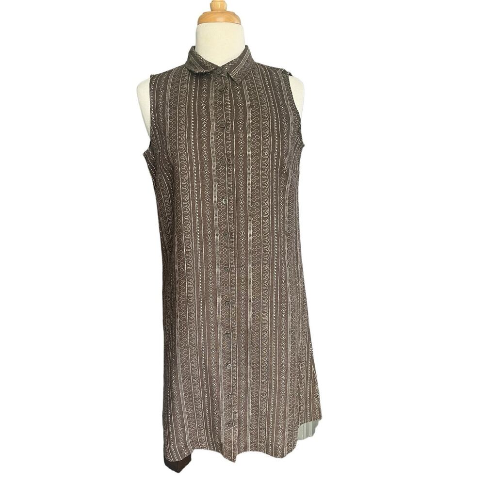 Garnet Hill Linen Sleeveless Dress Neutral Minimalist Lagenlook Lagom Casual 6